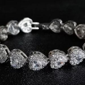 CZ Rhinestone Crystal Heart Baguette Bracelet